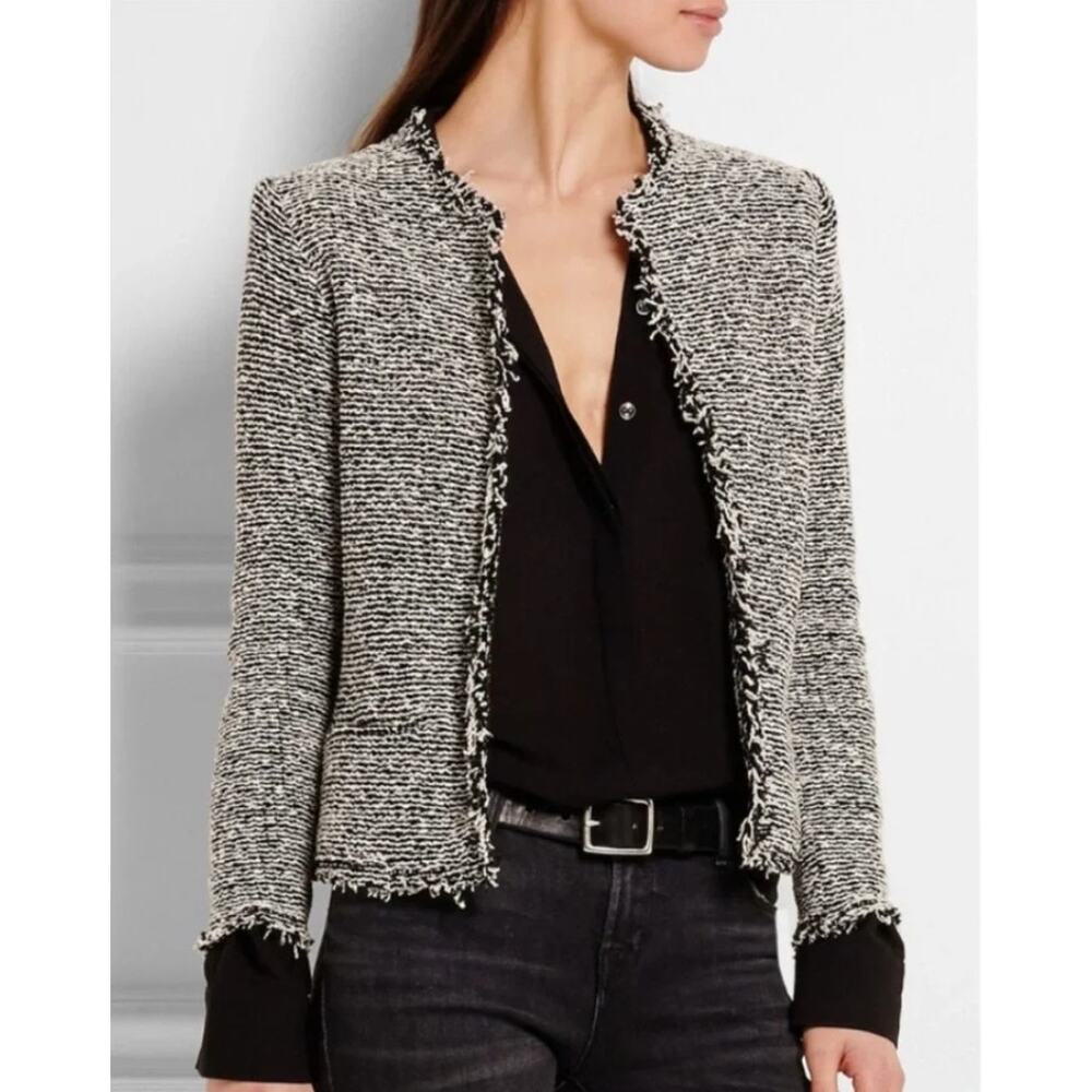 IRO Azure Boucle Jacket Black Ecru 36 US Size 4 - Picture 1 of 11